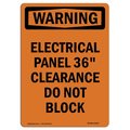 Signmission Safety Sign, OSHA WARNING, 7" Height, Electrical Panel 36 Clearance, Portrait OS-WS-D-57-V-13129